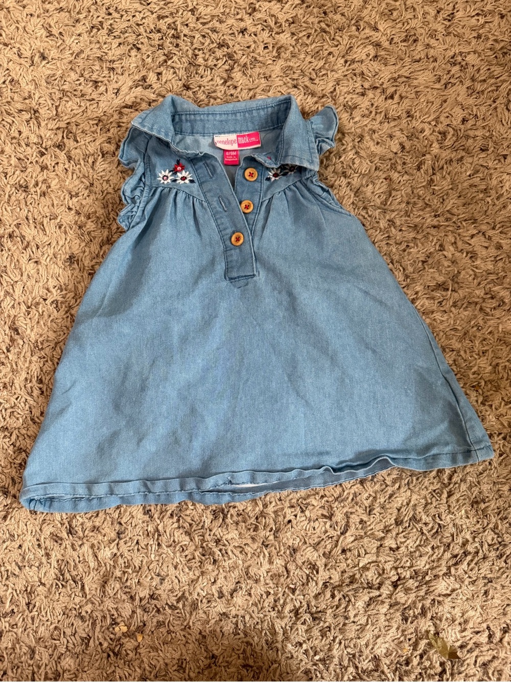Penelope Mack Light Blue Denim Dress with Embroidered Yoke